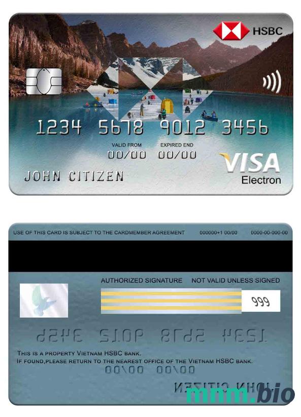 Vietnam HSBC bank visa electron karta przykład w formacie PSD